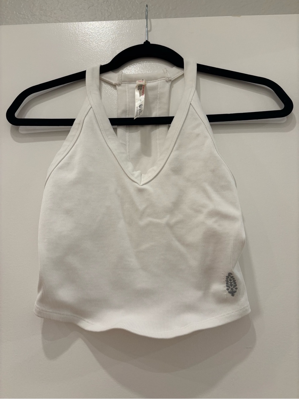 Free People Movement Ribbed V-Neck Halter Tank Crop Bra top scalloped bottom